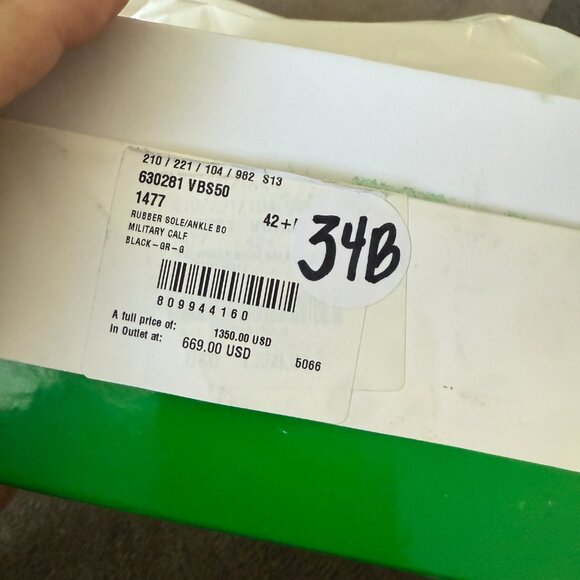 Bottega Veneta Military Calf Black Leather Green & Black Tire Ankle Boot 630281 - Picture 12 of 13